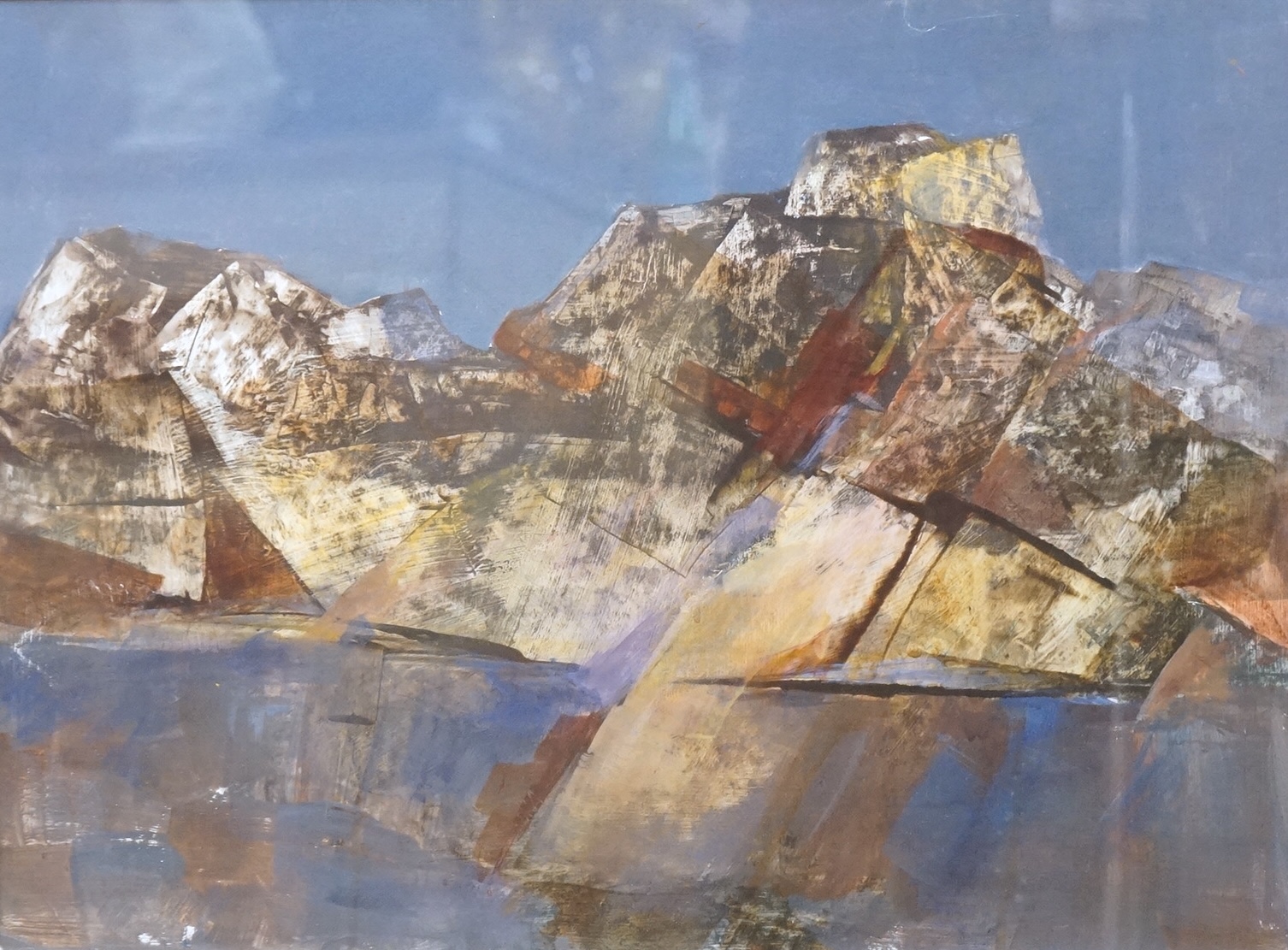 Contemporary, Abstract landscape, unsigned, mixed media, 36 x 49cm